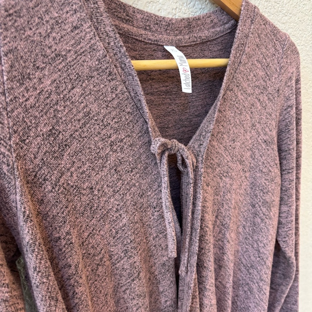 Latched Mama Tie-Front Nursing Sweater in Heather mauve XS - Picture 2 of 3